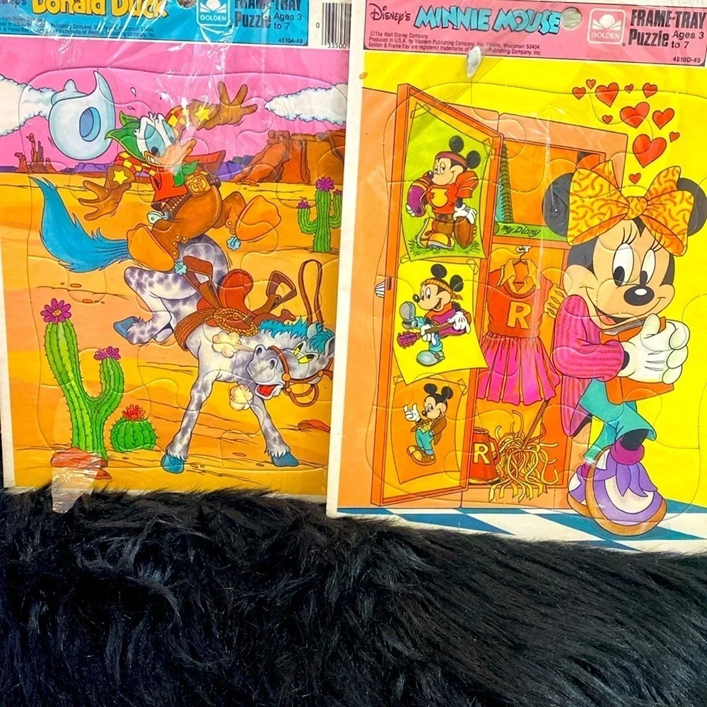 Disney vintage Disney Golden Frame Tray Puzzles Donald & Minnie cheerleader